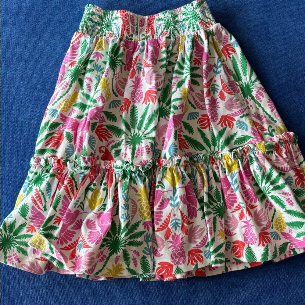 Mini Boden Pink and Green tiered Midi Skirt